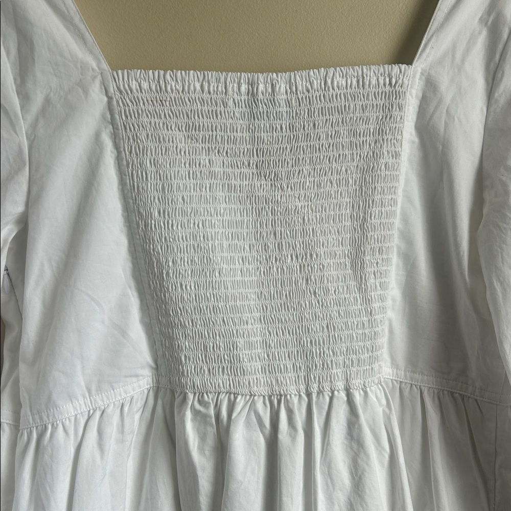 Banana Republic eyelet gathered-waist mini dress white size large nwt - Picture 8 of 9